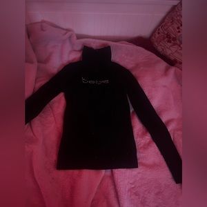 Bebe, rhinestone, black sweater.